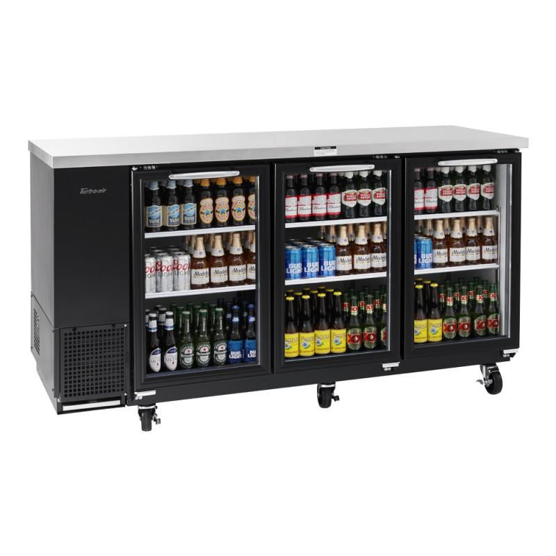 Turbo Air TBB-24-72SG-N Narrow Back Bar Cooler Three-Section 73-1/8"W 20.62 Cu. Ft.