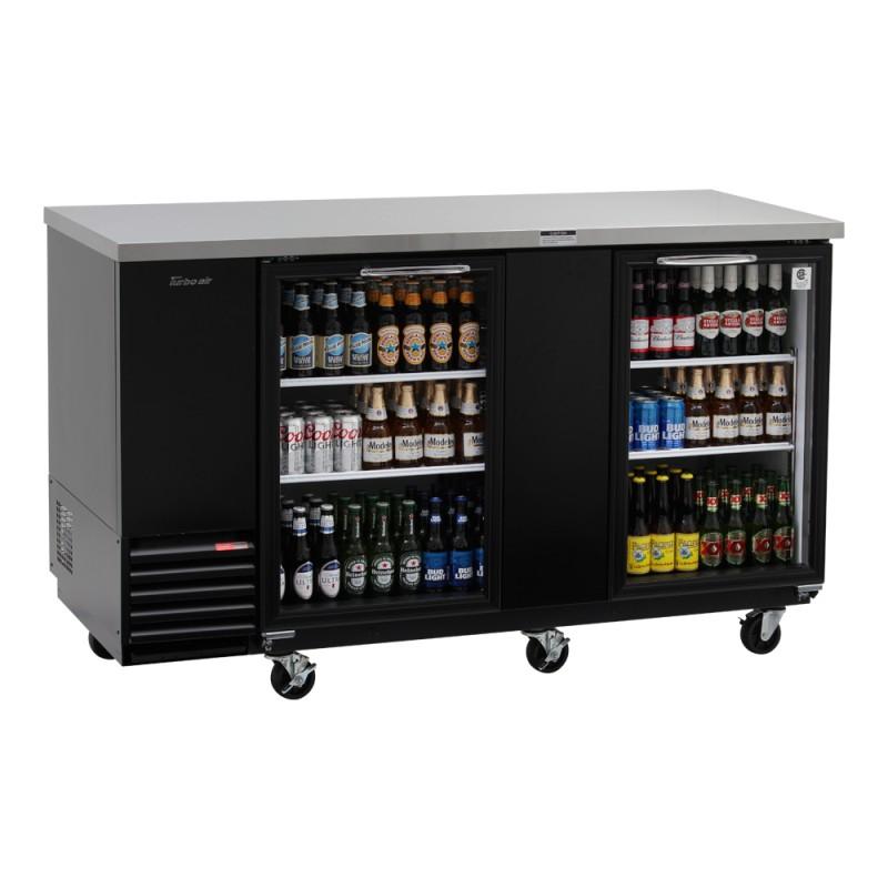 Turbo Air TBB-3SGD-N Back Bar Cooler Two-Section Glass Doors 69"W 23 Cu. Ft.