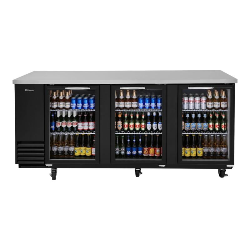 Turbo Air TBB-4SGD-N Back Bar Cooler Three-Section Glass Doors 90-3/8"W 36.47 Cu. Ft.