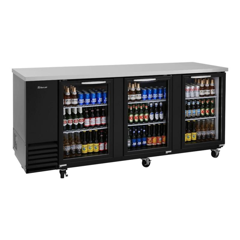 Turbo Air TBB-4SGD-N Back Bar Cooler Three-Section Glass Doors 90-3/8"W 36.47 Cu. Ft.