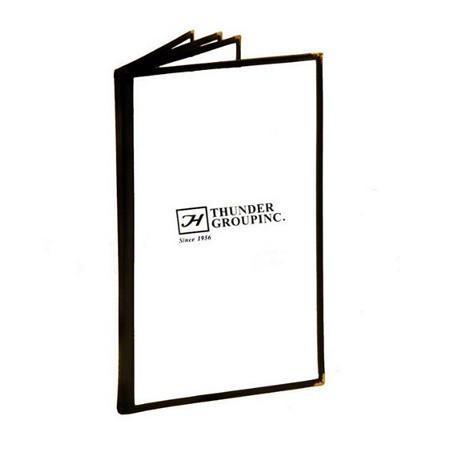 Thunder Group PLMENU-4 4 Page Book Fold Menu Cover, Long Size 8 1/2" X 14", Black