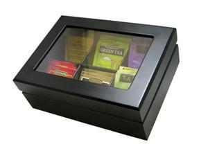 Update TBC-6BK Wood Teabag Chest, Black,Matte Finish