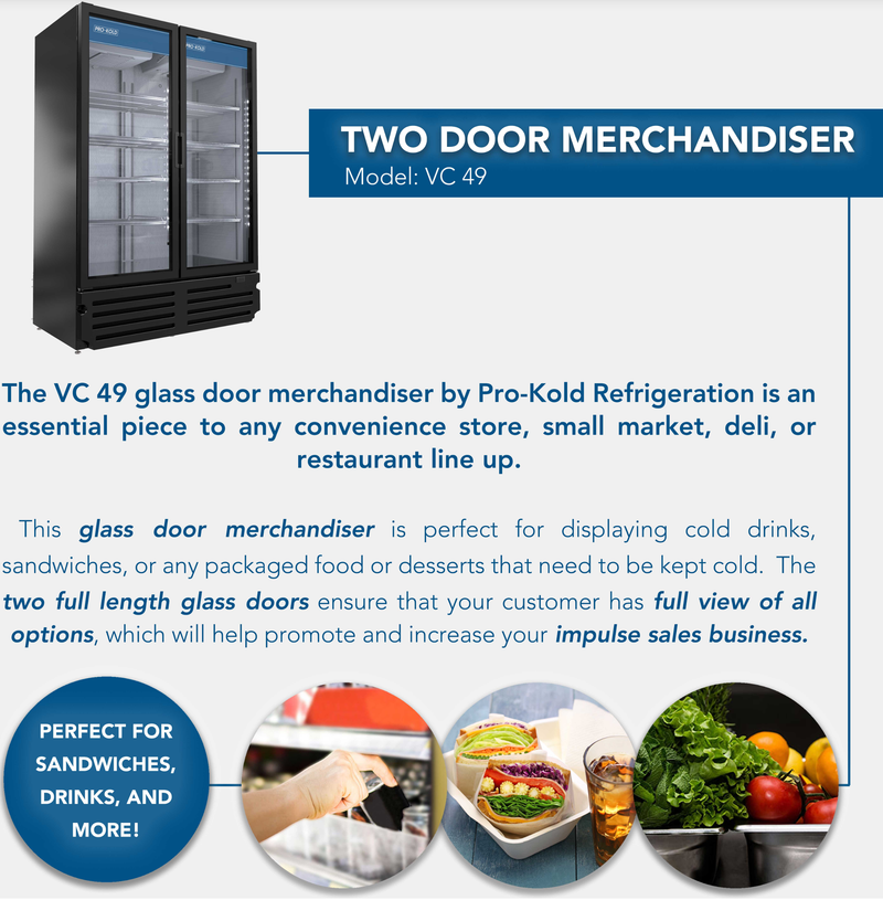 Pro-Kold VC-49 Double Door 54" Wide Display Refrigerator