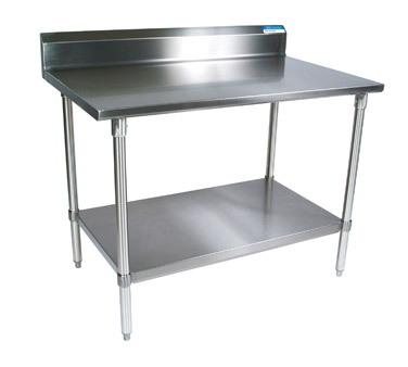 72"W x 30"D 5" Riser Stainless Steel Top Work Table w/ Galvanized legs and Undershelf