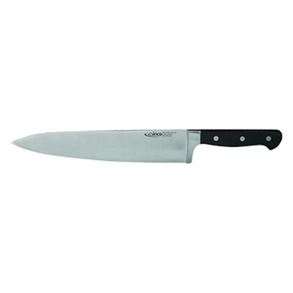 Winco KFP-100 10" Chef Knife with Rivited Black Handle