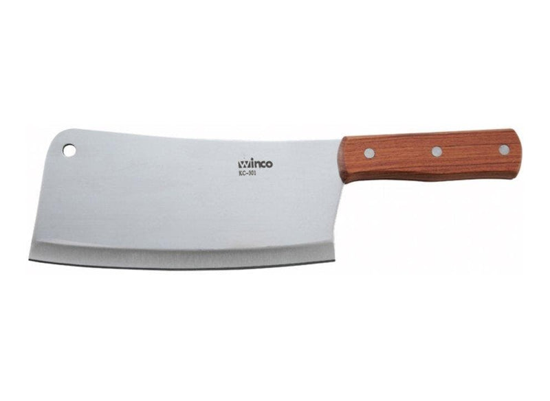 Winco 8" Heavy Duty Cleaver With Wooden Handle