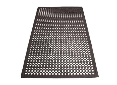 Winco Black Rubber Floor Mat With Beveled Edge