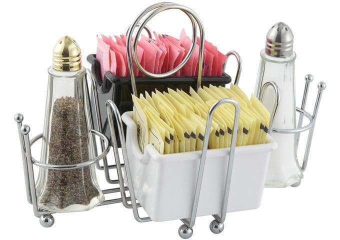 Winco Chrome Plated Cruet Rack for Salt/Pepper Shaker & Sugar Packets