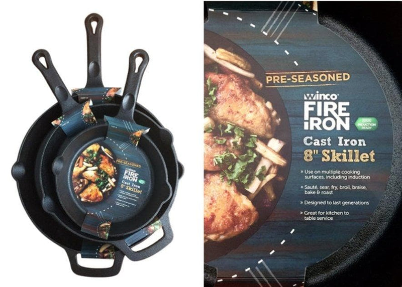 Winco FireIron™ Cast Iron Skillet - Various Sizes