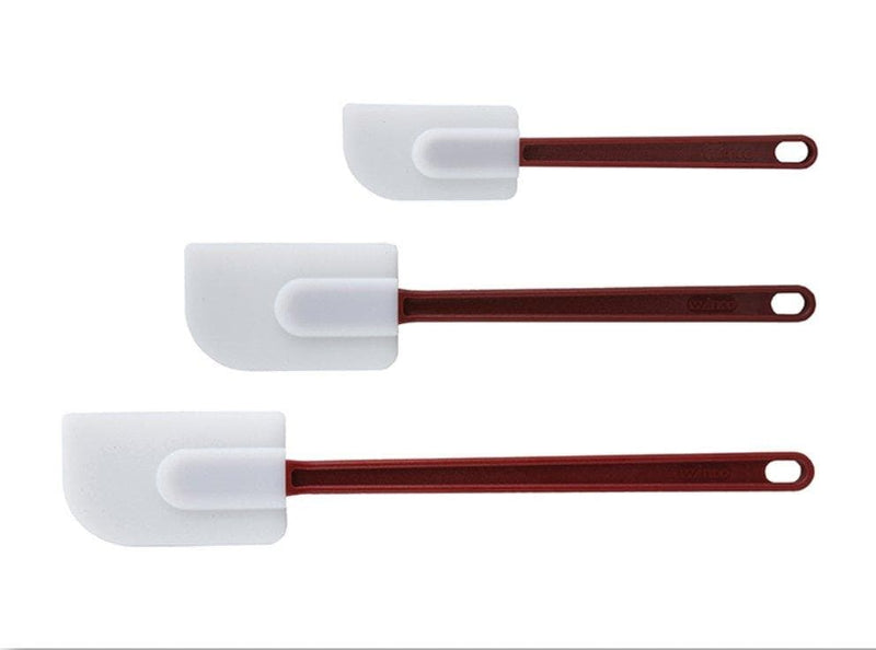 Winco Flat Blade Heat Resistant Silicone Spatula Scraper - Various Sizes