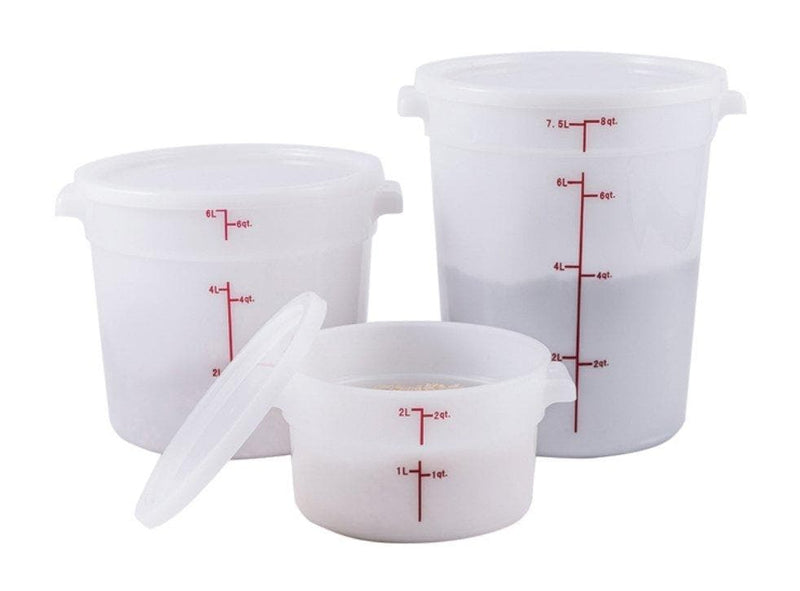 Winco White Polypropylene Round Storage Container - Various Sizes