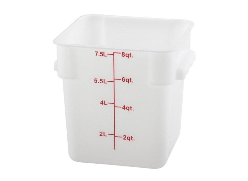 Winco White Polypropylene Square Storage Container - Various Sizes