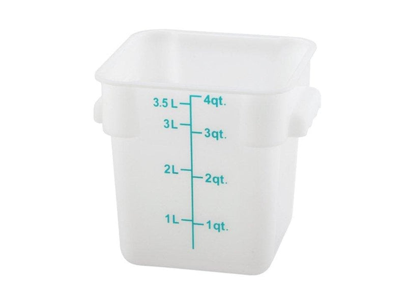 Winco White Polypropylene Square Storage Container - Various Sizes