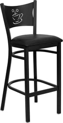 HERCULES Series Black Coffee Back Metal Restaurant Bar Stool with Black Vinyl Seat XU-DG-60114-COF-BAR-BLKV-GG by Flash Furniture