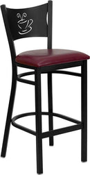 HERCULES Series Black Coffee Back Metal Restaurant Bar Stool with Burgundy Vinyl Seat XU-DG-60114-COF-BAR-BURV-GG by Flash Furniture