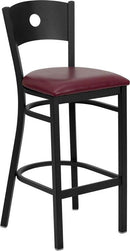 HERCULES Series Black Circle Back Metal Restaurant Bar Stool with Burgundy Vinyl Seat XU-DG-60120-CIR-BAR-BURV-GG by Flash Furniture