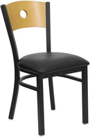 HERCULES Series Black Circle Back Metal Restaurant Chair with Natural Wood Back & Black Vinyl Seat XU-DG-6F2B-CIR-BLKV-GG by Flash Furniture