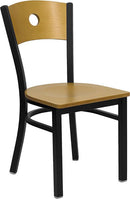 HERCULES Series Black Circle Back Metal Restaurant Chair with Natural Wood Back & Seat XU-DG-6F2B-CIR-NATW-GG by Flash Furniture