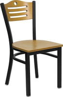 HERCULES Series Black Slat Back Metal Restaurant Chair with Natural Wood Back & Seat XU-DG-6G7B-SLAT-NATW-GG by Flash Furniture