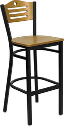 HERCULES Series Black Slat Back Metal Restaurant Bar Stool with Natural Wood Back & Seat XU-DG-6H3B-SLAT-BAR-NATW-GG by Flash Furniture