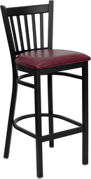 HERCULES Series Black Vertical Back Metal Restaurant Bar Stool with Burgundy Vinyl Seat XU-DG-6R6B-VRT-BAR-BURV-GG by Flash Furniture