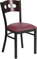 Flash Furniture XU-DG-6Y2B-WAL-BURV-GG HERCULES Series Black Decorative 3 Circle Back Metal Restaurant Chair - Walnut Wood Back, Burgundy Vinyl Seat