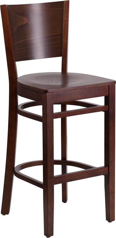 Flash Furniture XU-DG-W0094BAR-WAL-WAL-GG Lacey Series Solid Back Walnut Wooden Restaurant Barstool