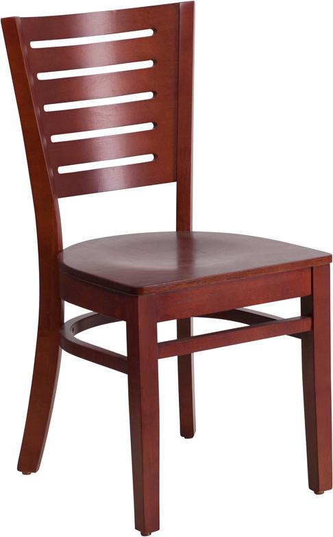 Flash Furniture XU-DG-W0108-MAH-MAH-GG Darby Series Slat Back Mahogany Wooden Restaurant Chair