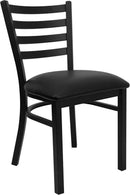 HERCULES Series Black Ladder Back Metal Restaurant Chair with Black Vinyl Seat XU-DG694BLAD-BLKV-GG by Flash Furniture