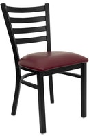 HERCULES Series Black Ladder Back Metal Restaurant Chair with Burgundy Vinyl Seat XU-DG694BLAD-BURV-GG by Flash Furniture