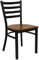 HERCULES Series Black Ladder Back Metal Restaurant Chair with Cherry Wood Seat XU-DG694BLAD-CHYW-GG by Flash Furniture
