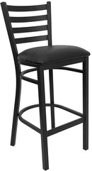 HERCULES Series Black Ladder Back Metal Restaurant Bar Stool with Black Vinyl Seat XU-DG697BLAD-BAR-BLKV-GG by Flash Furniture