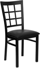 HERCULES Series Black Window Back Metal Restaurant Chair with Black Vinyl Seat XU-DG6Q3BWIN-BLKV-GG by Flash Furniture
