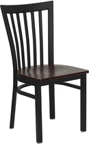 HERCULES Series Black School House Back Metal Restaurant Chair with Mahogany Wood Seat XU-DG6Q4BSCH-MAHW-GG by Flash Furniture
