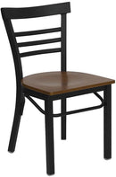 HERCULES Series Black Ladder Back Metal Restaurant Chair with Cherry Wood Seat XU-DG6Q6B1LAD-CHYW-GG by Flash Furniture