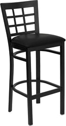 HERCULES Series Black Window Back Metal Restaurant Bar Stool with Black Vinyl Seat XU-DG6R7BWIN-BAR-BLKV-GG by Flash Furniture
