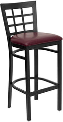 HERCULES Series Black Window Back Metal Restaurant Bar Stool with Burgundy Vinyl Seat XU-DG6R7BWIN-BAR-BURV-GG by Flash Furniture