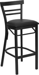 HERCULES Series Black Ladder Back Metal Restaurant Bar Stool with Black Vinyl Seat XU-DG6R9BLAD-BAR-BLKV-GG by Flash Furniture