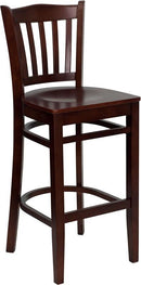HERCULES Series Mahogany Finished Vertical Slat Back Wooden Restaurant Bar Stool XU-DGW0008BARVRT-MAH-GG by Flash Furniture