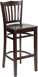 HERCULES Series Walnut Finished Vertical Slat Back Wooden Restaurant Bar Stool XU-DGW0008BARVRT-WAL-GG by Flash Furniture