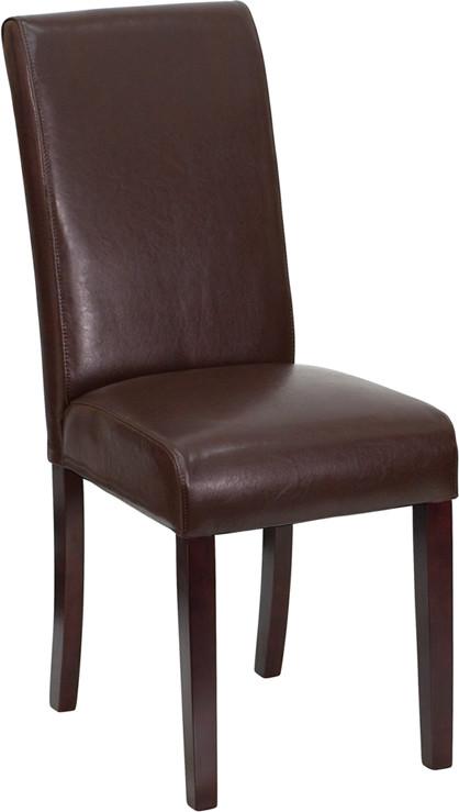 Flash Furniture BT-350-BRN-LEA-008-GG Dark Brown Leather Parsons Chair