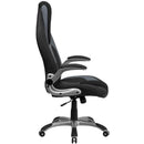 Flash Furniture High Back Black & Gray Vinyl Executive Swivel Office Chair With Black Mesh Insets And Flip-Up Arms